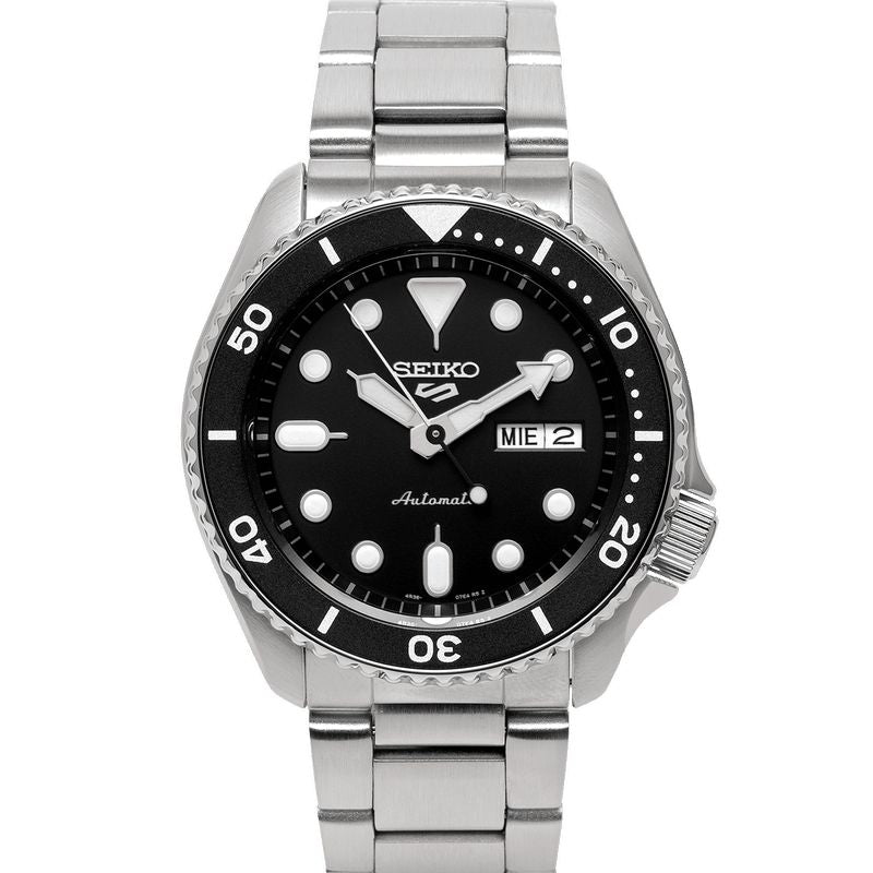 Seiko 5 Sports Automatic SRPD55 Black Dial Day Date Steel Bracelet Men ...